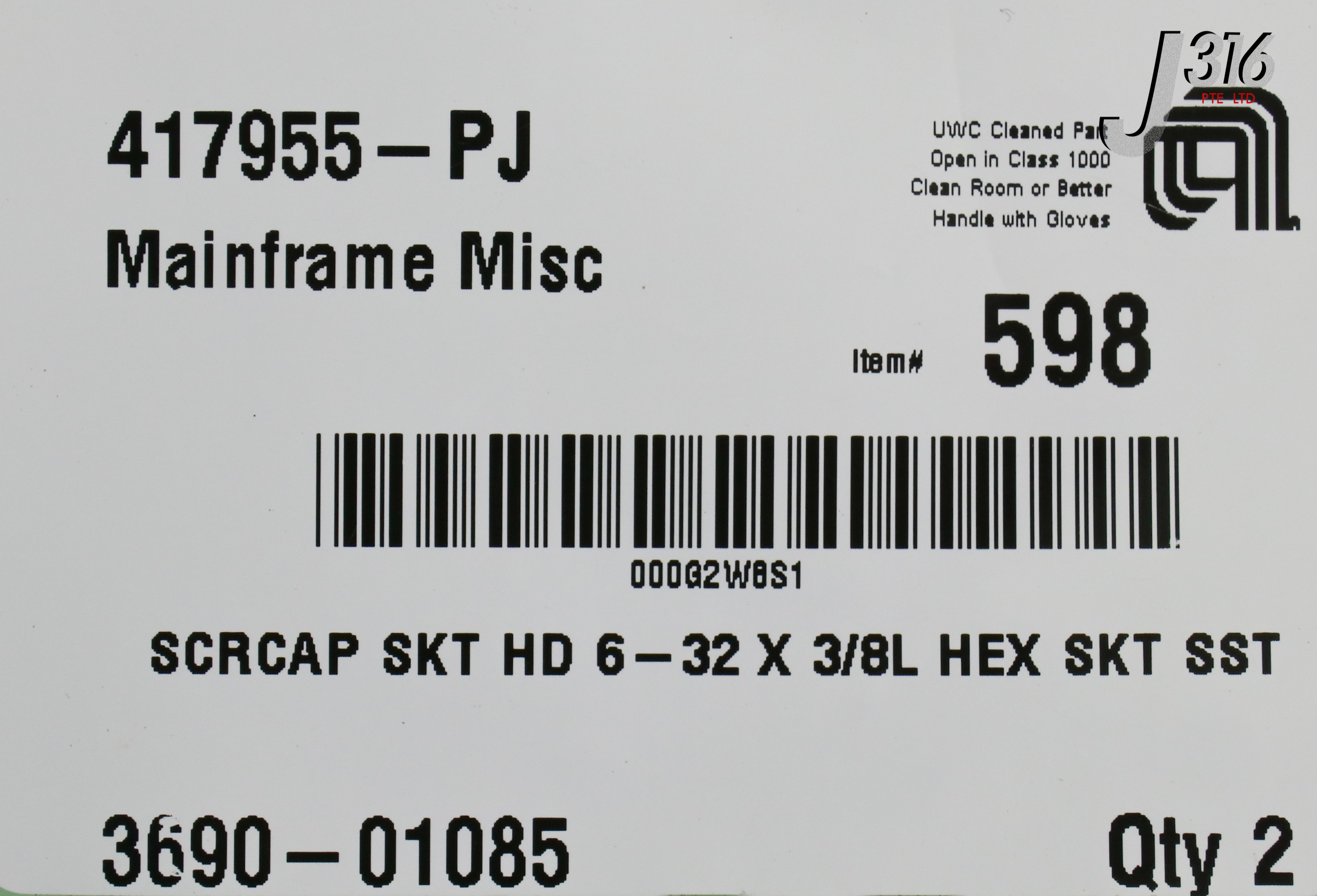 20083 APPLIED MATERIALS SCRCAP SKT HD 6-32 X 3/8L HEX SKT SST (NEW